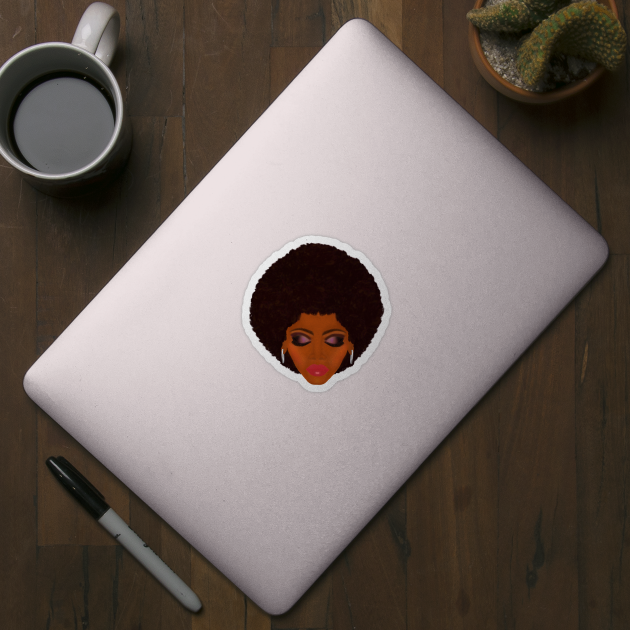 Classic Afro and Purple Smokey Eyes (White Background) by Art By LM Designs 